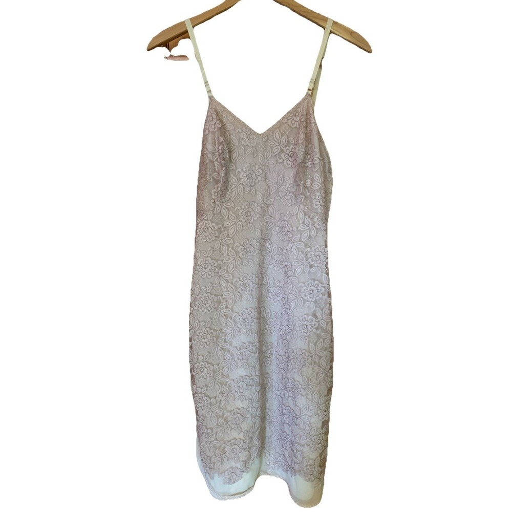 Vintage 70’s Slip Dress Ecru Lace Romantic Sz 32 Avg Coquette Elizabeth Taylor